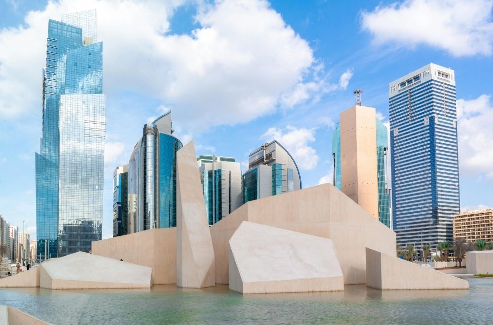 Buildings In UAE And Sculpture