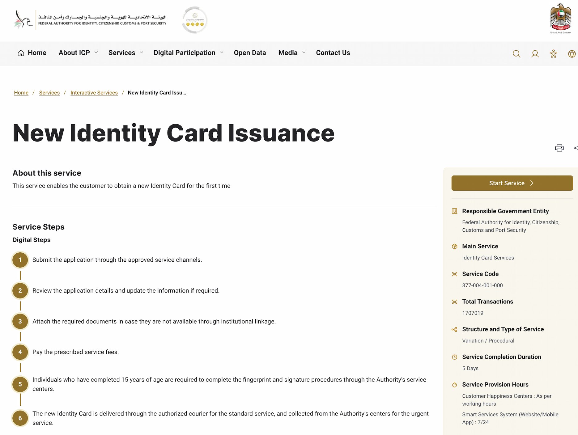 ICP new identity card issuance process steps.