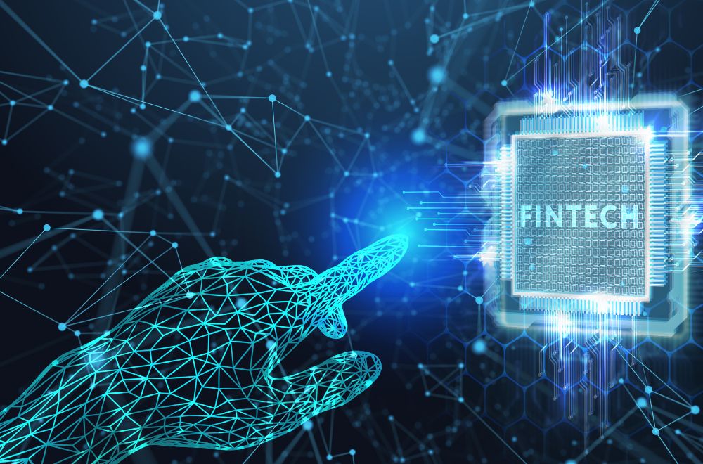 Digital Hand And Word &quot;Fintech&quot;