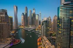 Aerial View Of UAE Buildings And Waterway