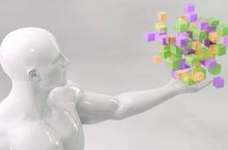 Model of Man With Colourful Blocks