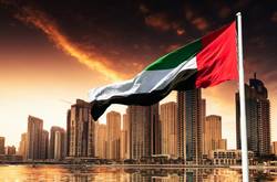 UAE Cityscape And Flag