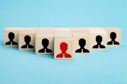 Block Stamps Of A Team And A Business Manager Blue Backgrouhd