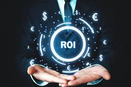Businessman Holding Sign Reading "ROI"