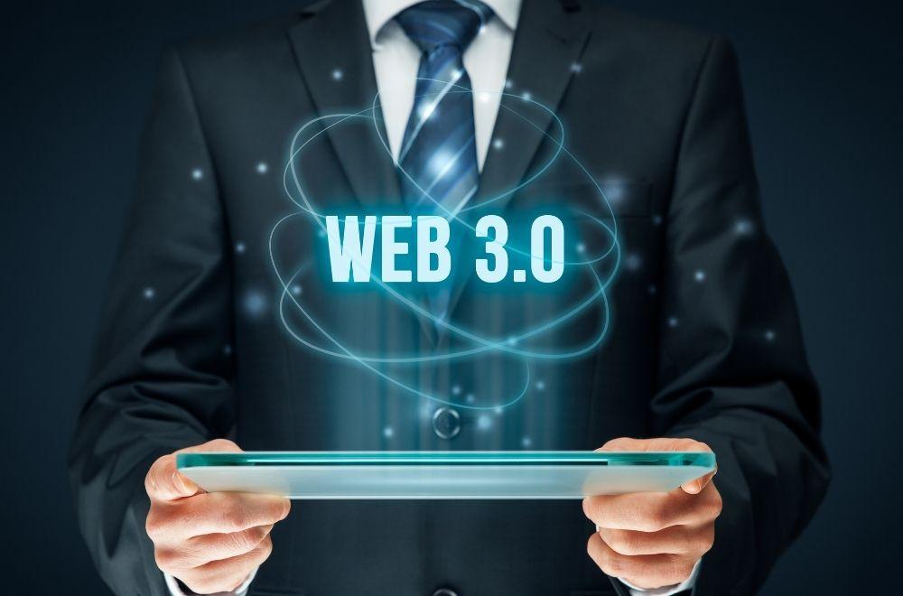 Web3 Startup Businessman Holding Laptop
